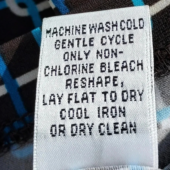 Talbots Petites Geometric Belted Dress Size 4 Blue/ Brown/ White/Turqouise - Picture 11 of 12